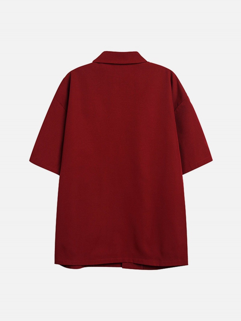 Rouge  Chemise à Manches Courtes Aelfric Eden Irregular Placket - PNX-8708523